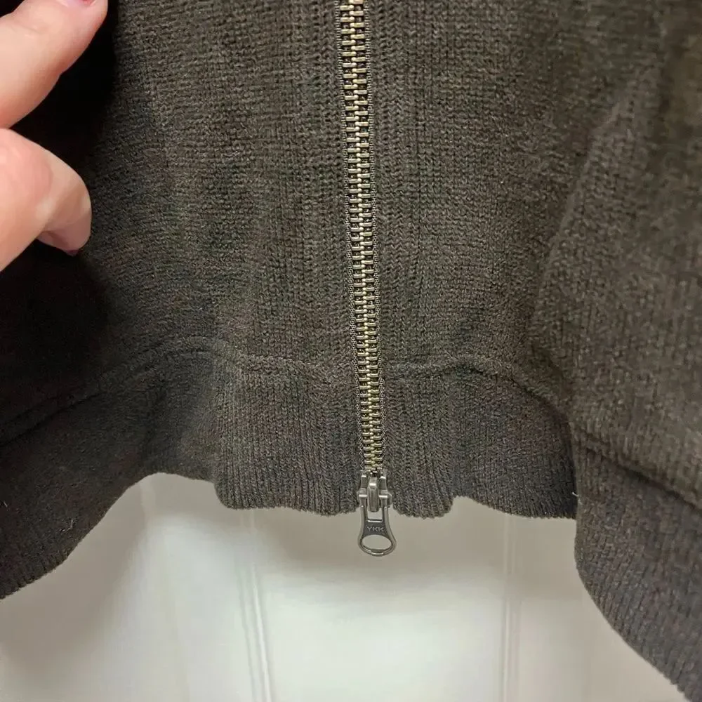 Banana Republic Brown Mock Neck Zip Up Sweater sz XL EUC
